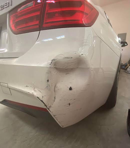 Bumper damage before repair